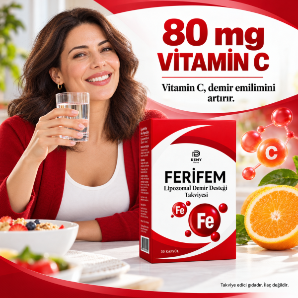 Ferifem Lipozomal Demir Desteği Takviyesi 30 Kapsül