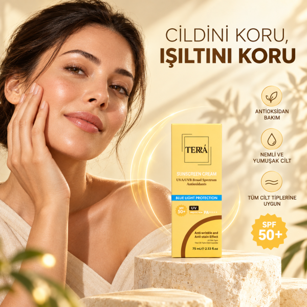 TERÁ Güneş Koruyucu Krem SPF 50+ Gelişmiş Güneş Koruması, Gün Boyu Sağlıklı Cilt